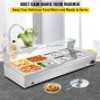 110V Bain Marie Food Warmer 8 Pan x 1/2 GN,Food Grade Stainelss Steel Commercial Food Steam Table 6-Inch Deep, 1500W Electric Countertop Food Warmer 88 Quart with Tempered Glass Shield