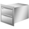 14W x 14.5H x 23D Inch Flush Mount Stainless Steel Double Drawers with Recessed Handles for Outdoor Kitchens or BBQ Island