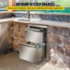 Outdoor Kitchen Drawers 13" W x 20.5" H x 21" D, Flush Mount Double BBQ Access Drawers Stainless Steel with Recessed Handle, BBQ Island Drawers for Outdoor Kitchens or Grill Station