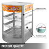 110V 14-Inch Commercial Food Warmer Display 3-Tier 800W Electric Food Warmer Display 86-185? Tempered-Glass Door Pastry Display Case with 2 Trays & 1 Bread Tong for Restaurant Hamburger Pizza