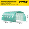 Walk-in Tunnel Greenhouse, 20 x 10 x 7 ft Portable Plant Hot House w/ Galvanized Steel Hoops, 3 Top Beams, Diagonal Poles, 2 Zippered Doors & 12