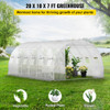 Walk-in Tunnel Greenhouse, 20 x 10 x 7 ft Portable Plant Hot House w/ Galvanized Steel Hoops, 3 Top Beams, Diagonal Poles, 2 Zippered Doors & 12 Roll-up Windows, White