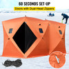 8 Person Ice Fishing Shelter, Pop-Up Portable Insulated Ice Fishing Tent, Waterproof Oxford Fabric Orange