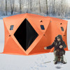 8 Person Ice Fishing Shelter, Pop-Up Portable Insulated Ice Fishing Tent, Waterproof Oxford Fabric Orange