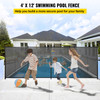 Swimming Pool Fence, 4*12FT Pool Safety Fence for Inground Pools, Removable Pool Fence DIY by Life Saver Fencing Section Kit, Outdoor Mesh Pool Fence for Child Safety, Easy Installation, Black