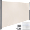 Beige Retractable 71''*118'' Awning-Rugged Full Aluminum Rust-Proof; Patio Sunshine Screen; Privacy Divider; Wind Screen. Longer Service Life, Suitable for Courtyard, Roof Terraces and Pools