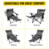 Folding Camp Chair with Footrest Mesh, Portable Lounge Chair with Cup Holder and Storage Bag, for Camping Fishing and Other Outdoor Activities (Grey)