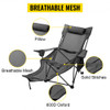 Folding Camp Chair with Footrest Mesh, Portable Lounge Chair with Cup Holder and Storage Bag, for Camping Fishing and Other Outdoor Activities (Grey)