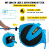 Retractable Hose Reel, 5/8 inch x 65 ft, Any Length Lock & Automatic Rewind Water Hose, Wall Mounted Garden Hose Reel w/ 180ø Swivel Bracket and 7 Pattern Hose Nozzle, Blue