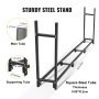 Firewood Log Rack, 10ft Firewood Rack Outdoor, Black Firewood Rack Stand, Steel Outdoor Wood Rack, Firewood Log Holder with Load Capacity 1800lbs, Firewood Rack with Cover & Fireplace Tool Set