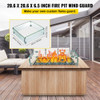 Fire Pit Wind Guard 21 x 21 x 6 Inch Glass Flame Guard, Rectangle 5/16 Inch Thickness Glass Wind Guard Fence with Non-Slip Feet Clear Tempered Glass, for Propane, Gas, Fire Pits Pan/Table
