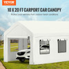 Carport Canopy Car Canopy 10 x 20ft w/ 8 Legs Sidewalls Windows White