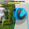 Retractable Hose Reel, 1/2 inch x 75 ft, Any Length Lock & Automatic Rewind Water Hose, Wall Mounted Garden Hose Reel w/ 180ø Swivel Bracket and 7 Pattern Hose Nozzle, Blue