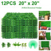 Artificial Boxwood Panels, 12 PCS 20"x20" Boxwood Hedge Wall Panels, PE Artificial Grass Backdrop Wall 1.6", Privacy Hedge Screen for Decoration of Outdoor, Indoor, Garden, Fence, and Backyard