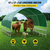 Livestock Shelter, 12'x 12'x 5.9' Corral Shelter, Steel Metal Corral Panel Shelter, Waterproof Corral Panels for Horses and Other Livestock, Animal Shelter with PVC Cover and Galvanized Pipe