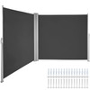 236" x 71"Black Retractable Awnig-Rugged Full Aluminum Rust-Proof Patio Sunshine Privacy Divider Wind Screen. Longer Service Life, Suitable for Courtyard, Roof Terraces and Pools