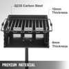 Park Style Charcoal Grill 21x21x8 Inch with Grate, Single Post Carbon Steel BBQ Wood Grill 50 Inch Height Pole, Heavy Duty Outdoor Park Grill for BBQ, Camping or Backyard