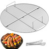 Fire Pit Cooking Grill Grate 36 Inch, Foldable Round Cooking Grate, Solid Stainless Steel Campfire BBQ Rack with Folding Handle & Lightweight for Outdoor Picnic Party & Gathering, Silver