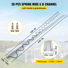Spring Wire and Lock Channel,6.56ft Spring Lock & U-Channel Bundle for Greenhouse, 20 Packs PE Coated Spring Wire & Aluminum Alloy Channel, Plastic Poly Film or Shade Cloth Attachment w/Screws
