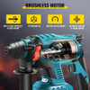 SDS-Plus Heavy Duty Rotary Hammer Drill, 900 rpm & 4500 bpm Variable Speed Electric Hammer, 4 Functions Cordless Drill w/ LED Light & Ruler, 360ø Rotary Handle 18V Batteriesx2 Demolition Hammer