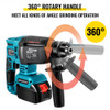 SDS-Plus Heavy Duty Rotary Hammer Drill, 1400rpm & 4500bpm Variable Speed Electric Hammer, 4 Functions Cordless Drill w/ Ruler, 360ø Rotary Handle 18V Batteriesx2 Demolition Hammer for Concrete