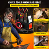Propane Knife Forge, Farrier Furnace with Three Burners, Portable Square Metal Forge with Two Durable Doors, Large Capacity, for Blacksmithing, Knife Making, Forging Tools and Equipment