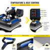 Heat Press Machine 12 x 15 Inch 8 in 1 Heat Press Sublimation Machine 360Ã¸ Rotation Swing Away 8 in 1 Shirt Printing Machine Dual-Tube Heating for DIY T-Shirts Cap & Mugs Blue