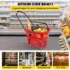 6PCS Shopping Carts, Plastic Rolling Shopping Basket with Wheels, Red Shopping Baskets with Handles, Portable Shopping Basket Set for Retail Store