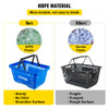 Shopping Basket, 16.9 x 11.8 x 8.7 in/42.8 x 30 x 22 cm((L x W x H), Plastic Handle and Iron Stand, Set of 12 Store Baskets with Durable PE Material Used for Supermarket, Retail, Bookstore, Blue