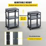 Steel AV Cart, 27-41" Height Adjustable Media Cart with 19" x 14" Retracting Keyboard Tray, 24" x 18" Presentation Cart with 3 Shelves, 150 lbs Weight Capacity Suitable for Office and School