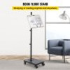 Book Floor Stand, 180ø Viewing Angle, Height & Panel Adjustable Reading Stand, Rolling Book Stand w/ 4 Wheels, for 4.5''-12'' Phone, iPad and Books in Home Office, Black & White