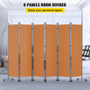 6 Panel Room Divider, 6 FT Tall, Freestanding & Folding Privacy Screen w/ Swivel Casters & Aluminum Alloy Frame, Oxford Bag Included, Room Partition for Office Home, 121"W x 14"D x 73"H, Orange