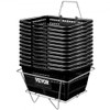 Shopping Basket, Set of 12 Black, Durable PE Material with Handle and Stand, Basket Dimension 16.9"L x 11.8"W x 8.07"H and Used for Supermarket, Retail, Grocery- Holds 21 L of Merchandise