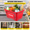 Shopping Basket, 16.9 x 11.8 x 8.7 in/42.8 x 30 x 22 cm((L x W x H), Plastic Handle and Iron Stand, Set of 12 Store Baskets with Durable PE Material