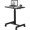 Mobile Laptop Desk, 30" to 43.3", Height Adjustable Rolling Cart w/Gas Spring Riser, Swivel Casters and Hook Home Office Computer Table for Standing