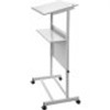 Stand Up Lectern, Height Adjustment Portable Pulpit, Lectern Podium with 4 Rolling Casters, Lower Storage Shelf Floor Lectern Podium, White Lecterns & Podiums for Classroom, Concert, Church