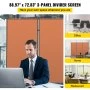 Office Partition 89" W x 14" D x 73" H Room Divider 3-Panel Office Divider Folding Portable Office Walls w/ Non-See-Through Fabric Room Partition Reddish Brown for Room Office Restaurant