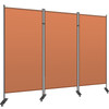 Office Partition 89" W x 14" D x 73" H Room Divider 3-Panel Office Divider Folding Portable Office Walls w/ Non-See-Through Fabric Room Partition Reddish Brown for Room Office Restaurant