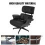 Classic Swivel Lounge Chair & Footrest Black PU Leather + Bentwood
