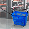 6PCS Shopping Carts, Blue Shopping Baskets with Handles, Plastic Rolling Shopping Basket with Wheels, Portable Shopping Basket Set for Retail Store