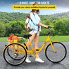 7-Speed 3 Wheel Adult Tricycle 24'' Yellow Trike Bicycle Bike with Large Basket for Riding