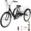 Adult Tricycle 7 Speed Cruise Bike 20in Adjustable Trike with Bell Brake System Cruiser Bicycles Size Basket for Recreation Shopping Exercise (Black 20 7Speed)