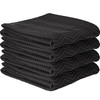 Moving Blankets, 80" x 72" (30 lb/dz Weight)-4 Packs, Professional Non-Woven & Recycled Cotton Packing Blanket, Heavy Duty Mover Pads for Protecting Furniture, Floors, Appliances, Black