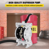Air-Operated Double Diaphragm Pump, 1/2 in Inlet & Outlet, Polypropylene Body, 13.2 GPM & Max 120PSI, PTFE Diaphragm Pneumatic Transfer Pump for Petroleum, Diesel, Oil & Low Viscosity Fluids