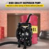 Air-Operated Double Diaphragm Pump 1 inch Inlet Outlet Aluminum 35 GPM Max 120PSI, Nitrile Diaphragm, QBY4-25L-1inch-35