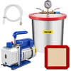 3 Gallon Stainless Steel Vacuum Degassing Chamber Kit 3CFM Vacuum Pump