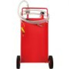 30 Gallon Fuel Caddy, Gas Storage Tank & 4 Wheels, with Manuel Transfer Pump, Gasoline Diesel Fuel Container for Cars, Lawn Mowers, ATVs, Boats, More, Red