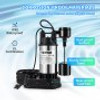 1.5 HP Submersible Cast Iron and Steel Sump Pump, 6000 GPH Submersible Water Pump with Integrated Vertical Float Switch, for Basement Water Basin and Flooding Area