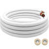 Mini Split Copper Line Set 24.6ft Length, 3/8" & 1/4" OD Copper Pipes for Mini Split Air Conditioner, Flared Copper Lines White Mini Split Line Set for Heat Pump System Line Set for 9000 BTU