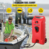 14 Gallon Fuel Caddy, Gas Storage Tank on-Wheels, with Siphon Pump and 9.8 ft Long Hose, Gasoline Diesel Fuel Tank for Cars, Lawn Mowers, ATVs, Boats, More, Red